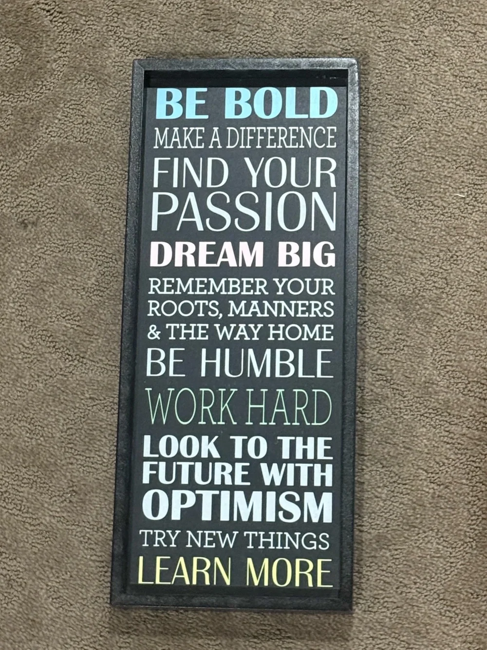 Hobby Lobby Be Bold Inspirational Wall Sign in Black with Pastel Accents